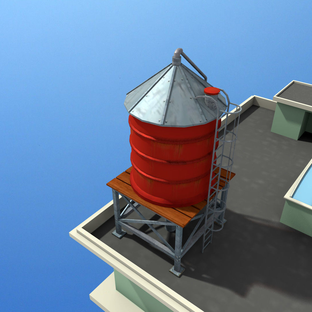 motel building Low-poly 3D model_5