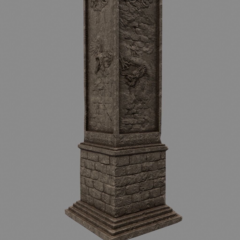 pillar 8 set of four stone columns Low-poly 3D model_5