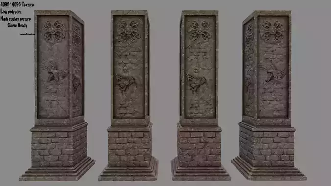 pillar 8 set of four stone columns