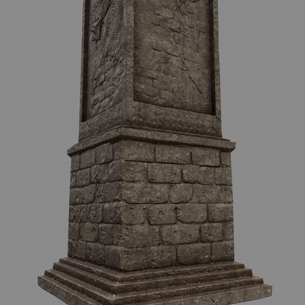 pillar 8 set of four stone columns Low-poly 3D model_1