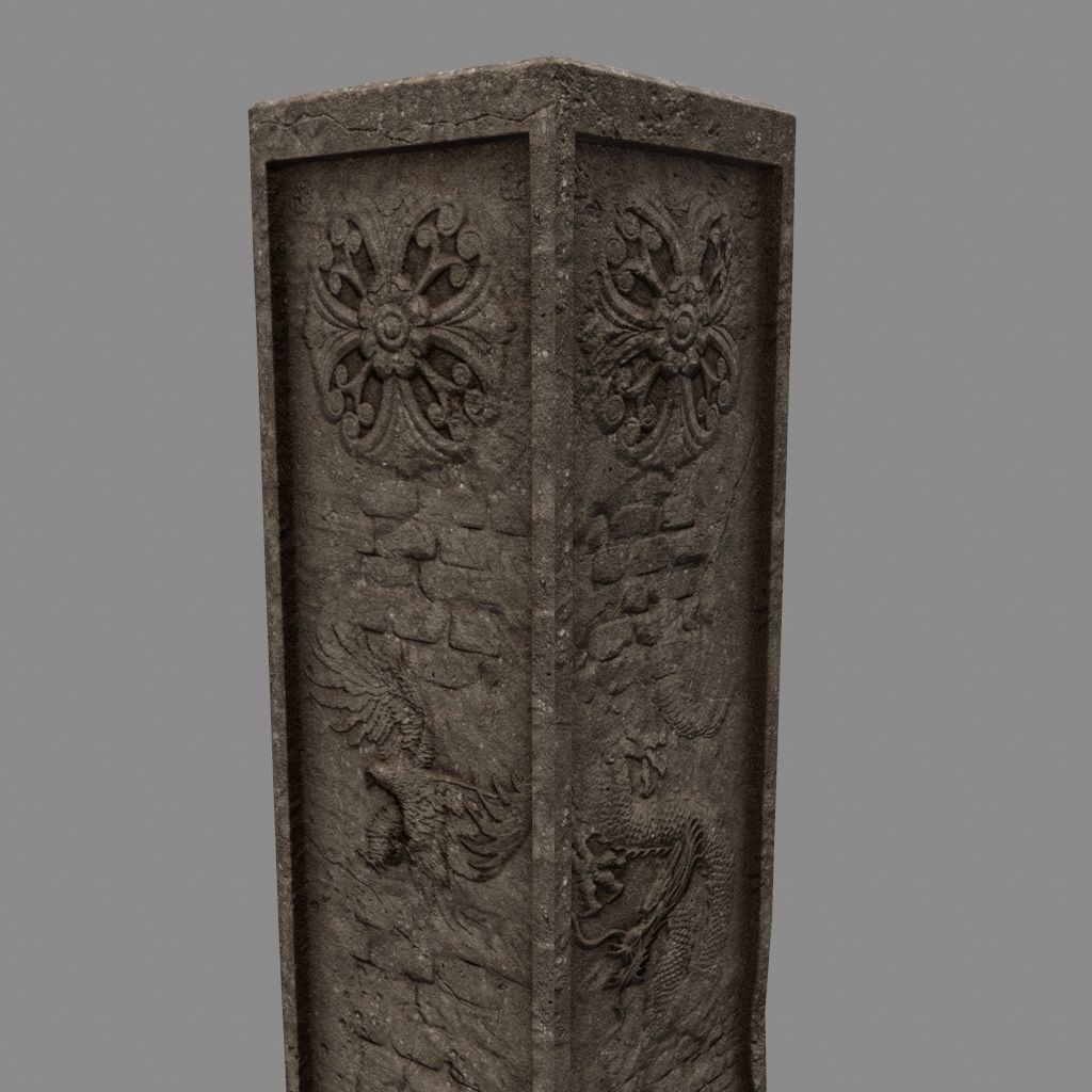 pillar 8 set of four stone columns Low-poly 3D model_6