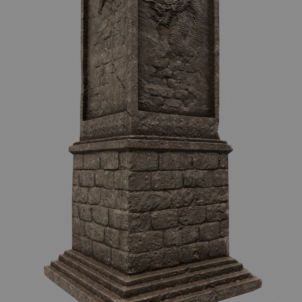 pillar 8 set of four stone columns Low-poly 3D model_3