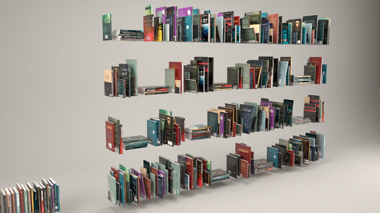 Book collection arranged 3D model_2