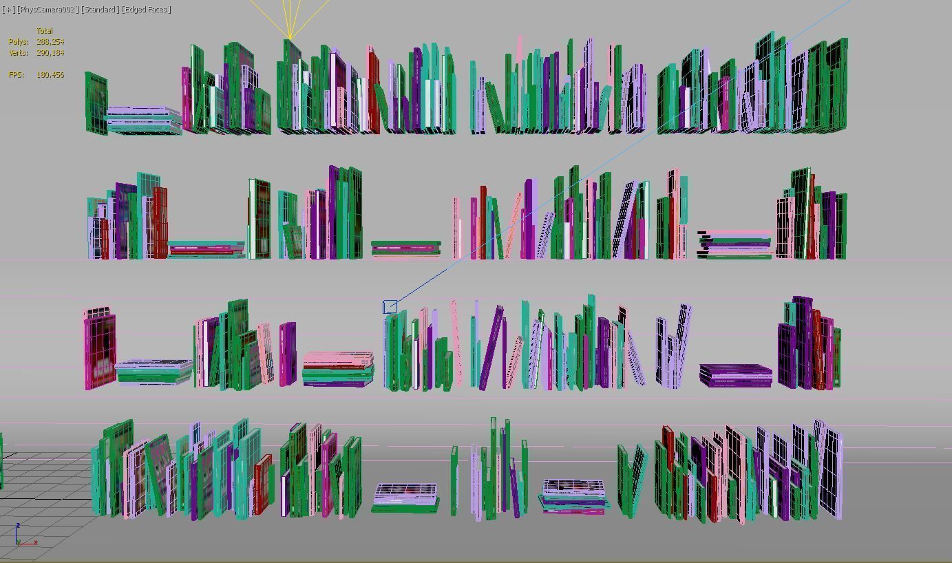 Book collection arranged 3D model_4