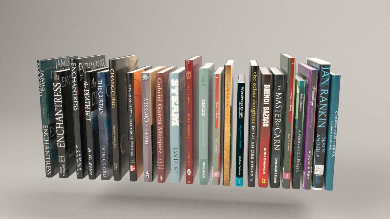 Book collection arranged 3D model_3