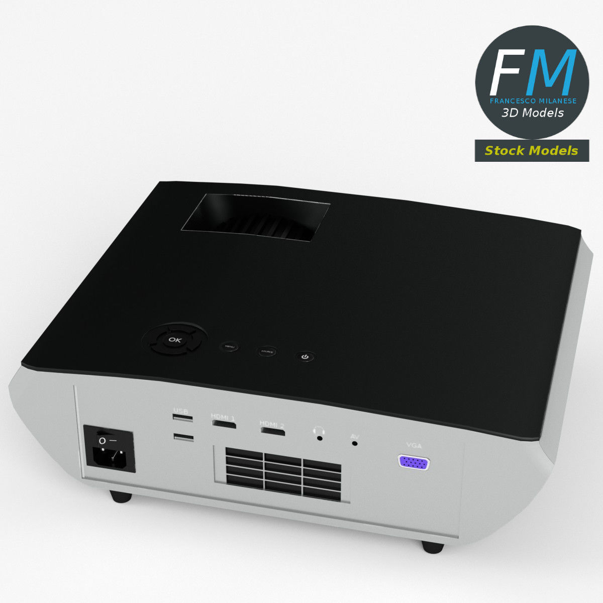 Mini projector 3D model_2