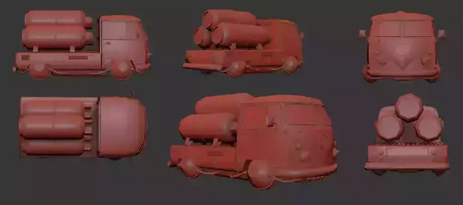 Combi LowPoly volkswagen vw bus Low-poly 3D model