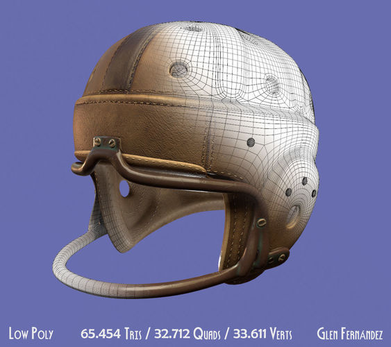 Vintage 1940 antique leather football helmet 3D model