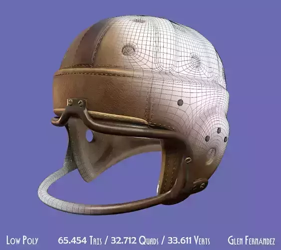 Vintage 1940 antique leather football helmet 3D model