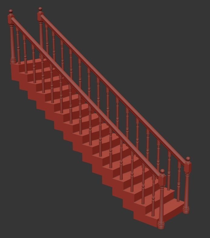 Stair Wood Free 3D model_0