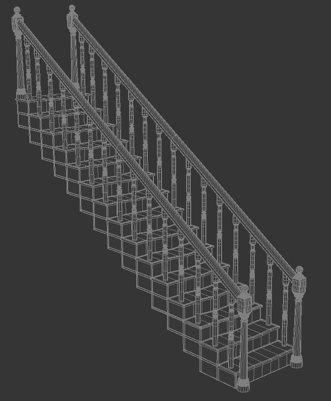 Stair Wood Free 3D model_3