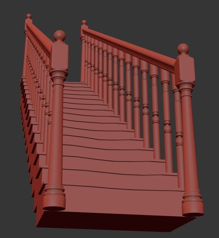 Stair Wood Free 3D model_2