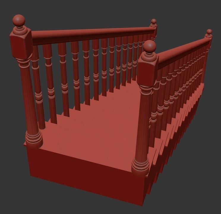 Stair Wood Free 3D model_1
