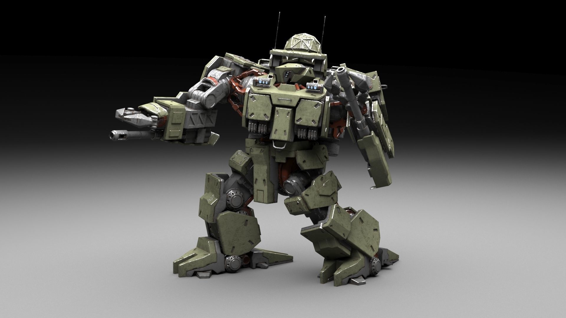 heavy Assault Mech Low-poly 3D model_1