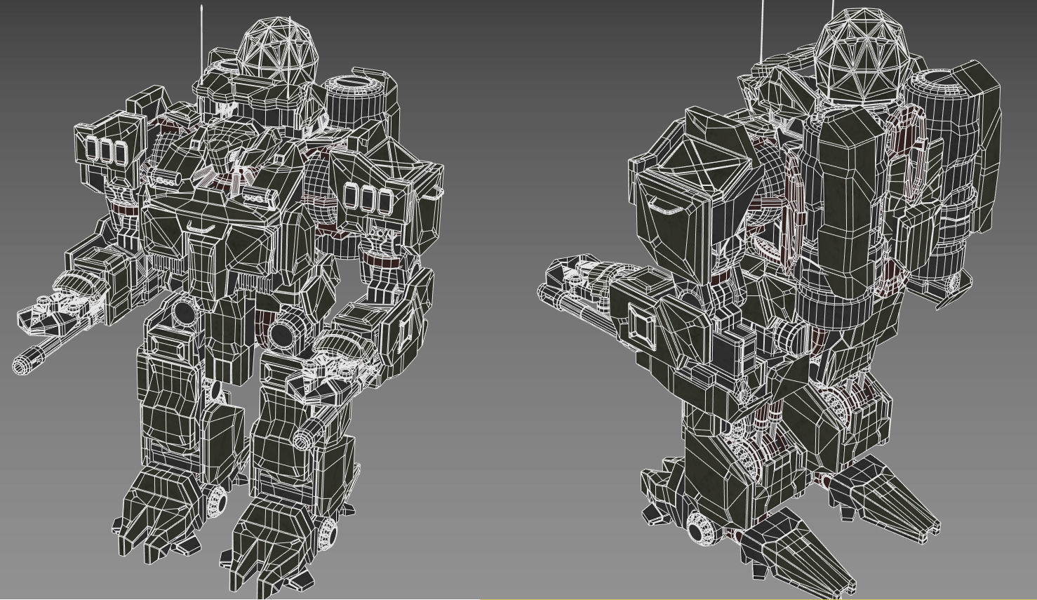 heavy Assault Mech Low-poly 3D model_4
