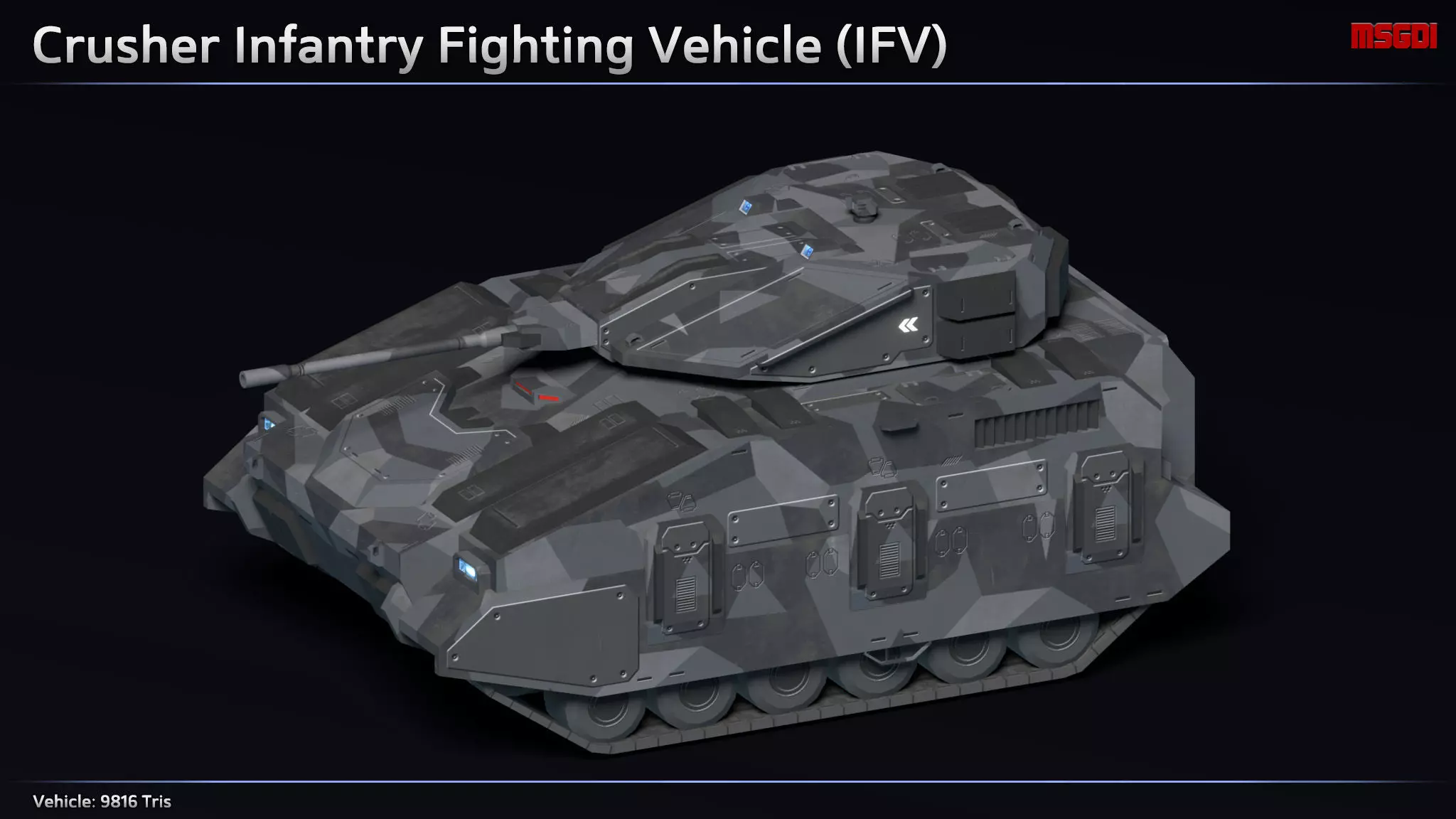 Scifi Crusher Infantry Fighting Vehicle Low-poly 3D model_0
