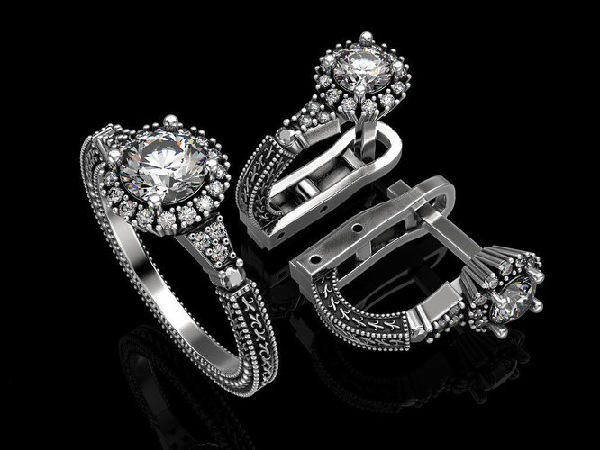 Set earring and ring 4 3D print model