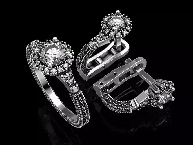 Set earring and ring 4 3D print model
