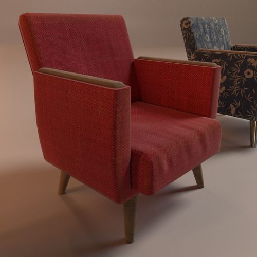 retro armchairs 3d asset low poly cgtrader