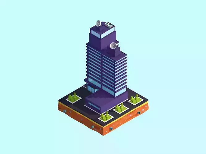 Cartoon Low Poly Business Center