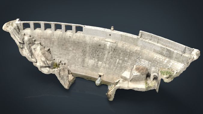 Water Dam Low-poly 3D model