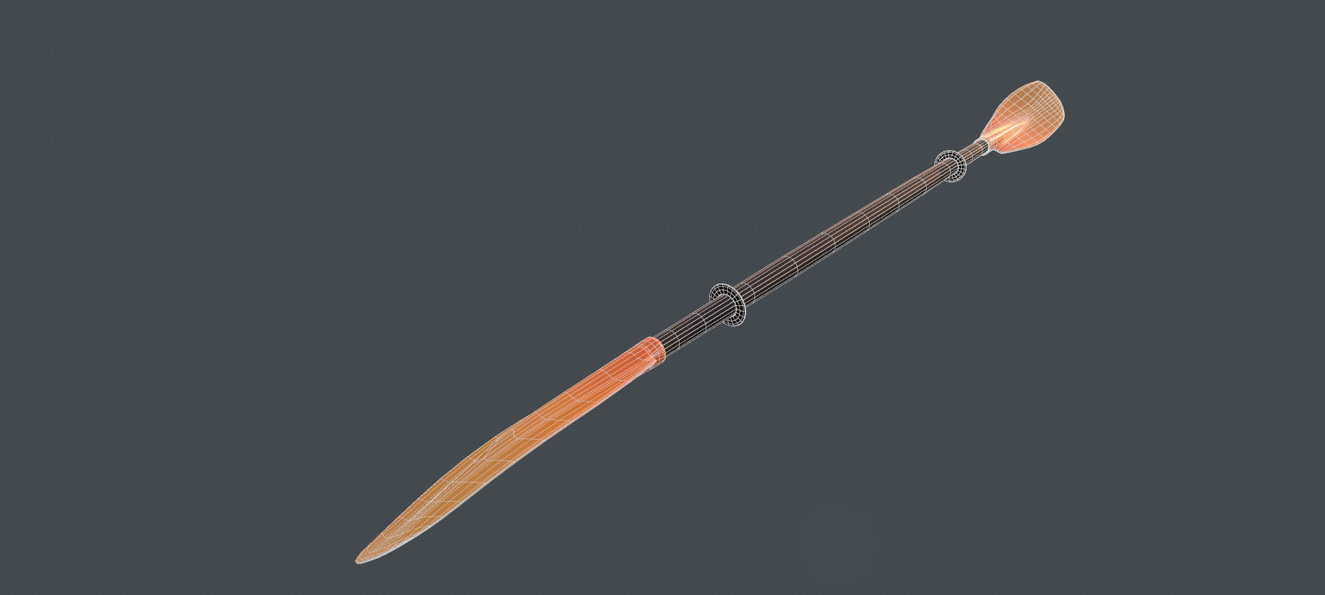 Kayak paddle Low-poly 3D model_6