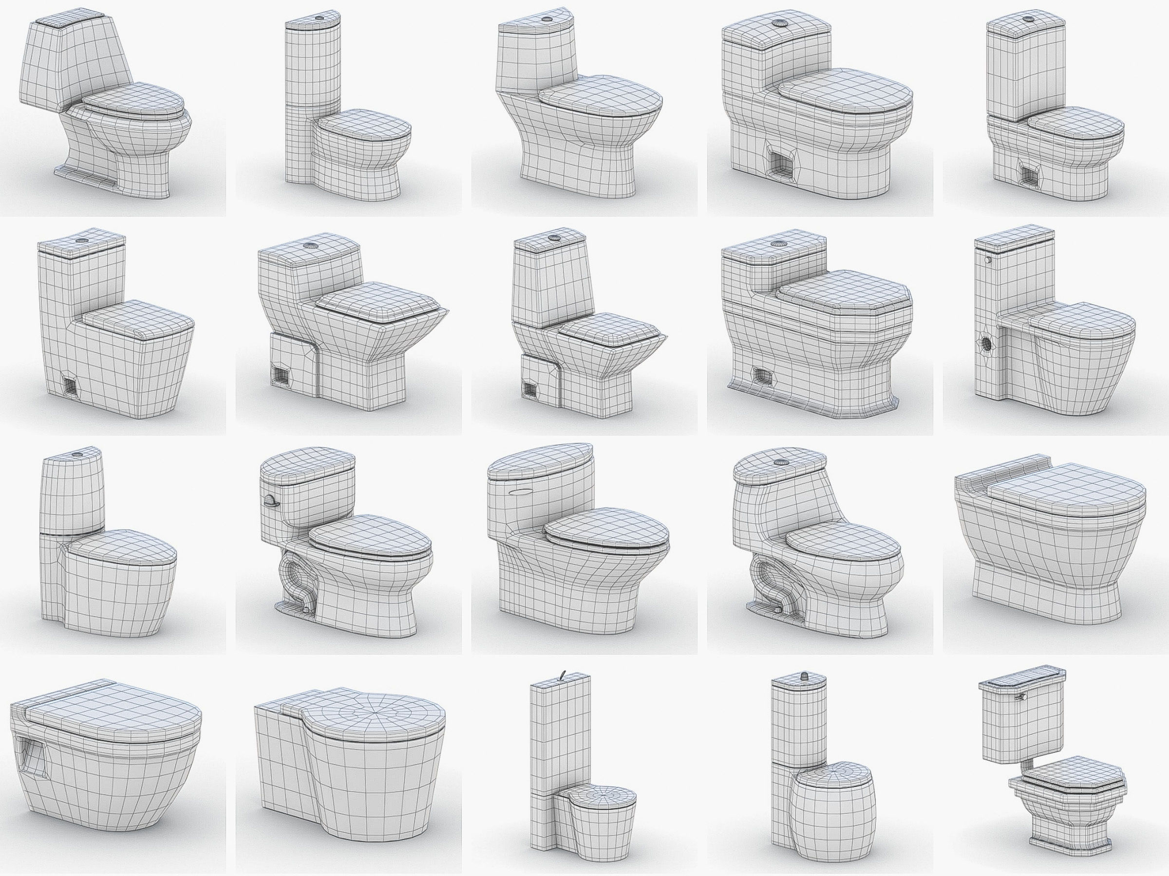 Bathroom Collection - 150 Products Low-poly 3D model_2