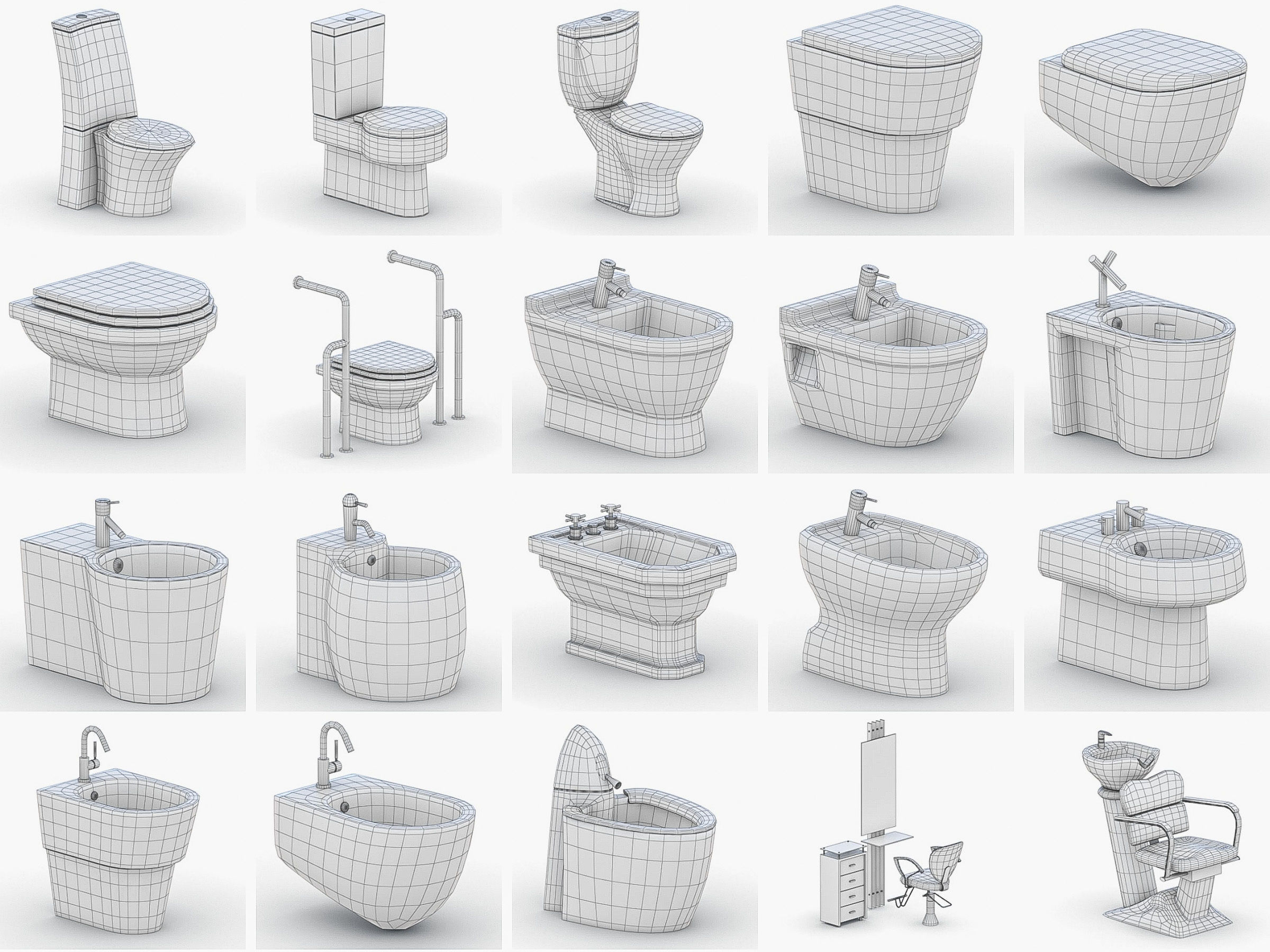 Bathroom Collection - 150 Products Low-poly 3D model_4
