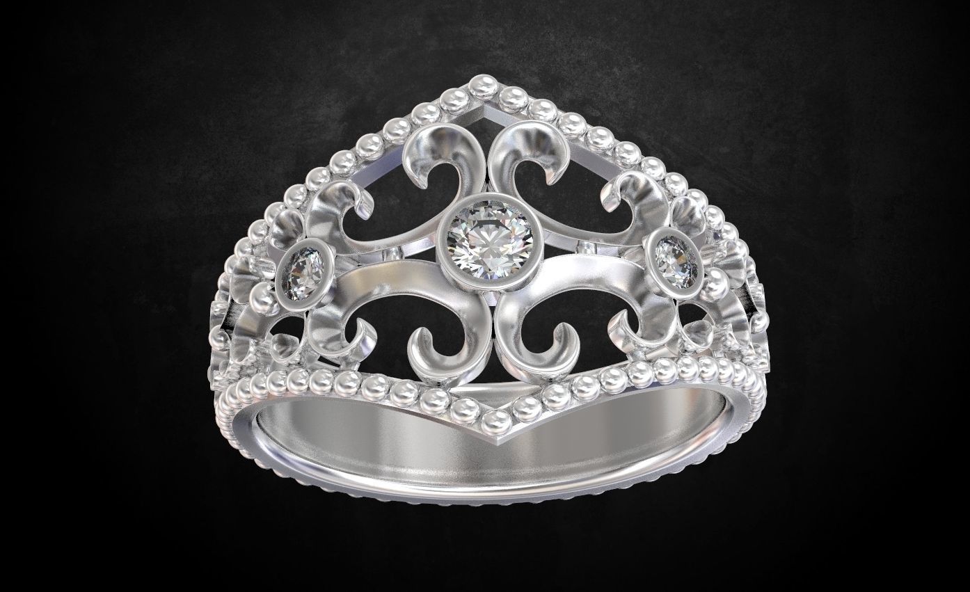 Ring with patterns and stones many size 181 3D print model_8