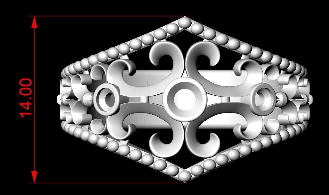 Ring with patterns and stones many size 181 3D print model_13