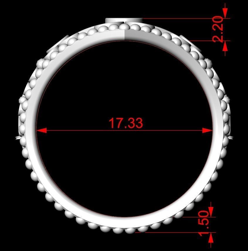 Ring with patterns and stones many size 181 3D print model_12