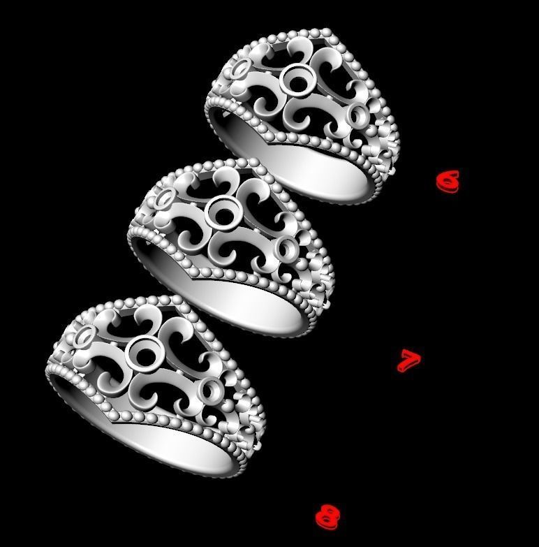Ring with patterns and stones many size 181 3D print model_15