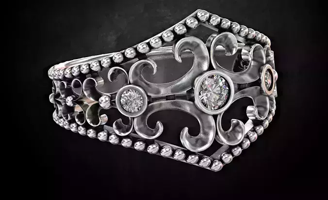 Ring with patterns and stones many size 181 3D print model