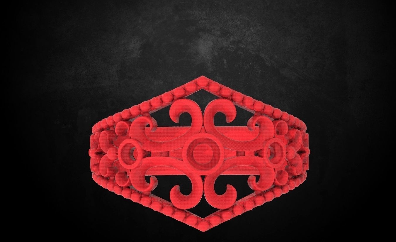 Ring with patterns and stones many size 181 3D print model_18