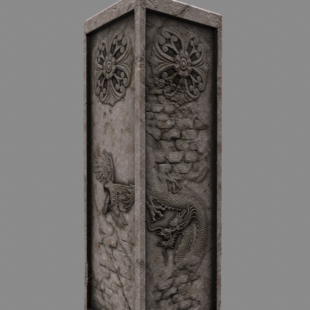 pillar 10 Low-poly 3D model_2