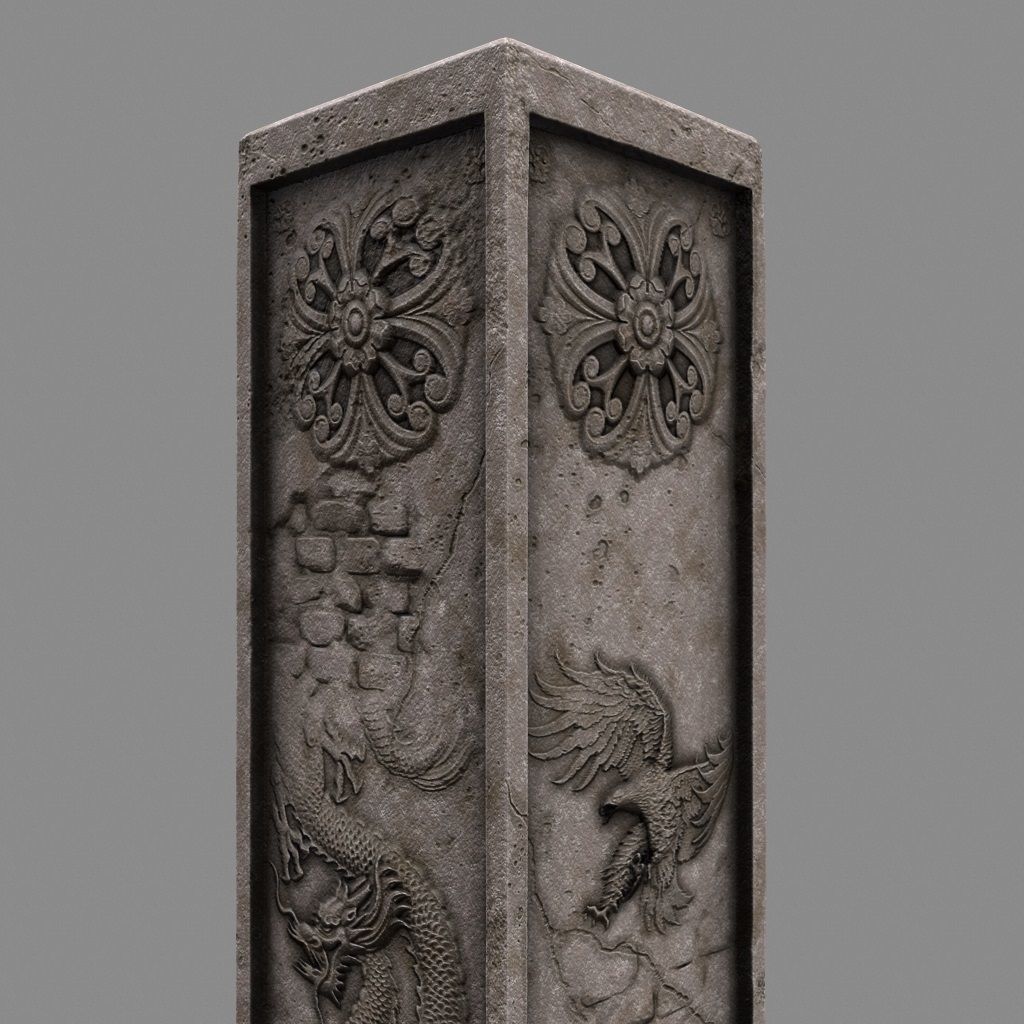 pillar 10 Low-poly 3D model_5