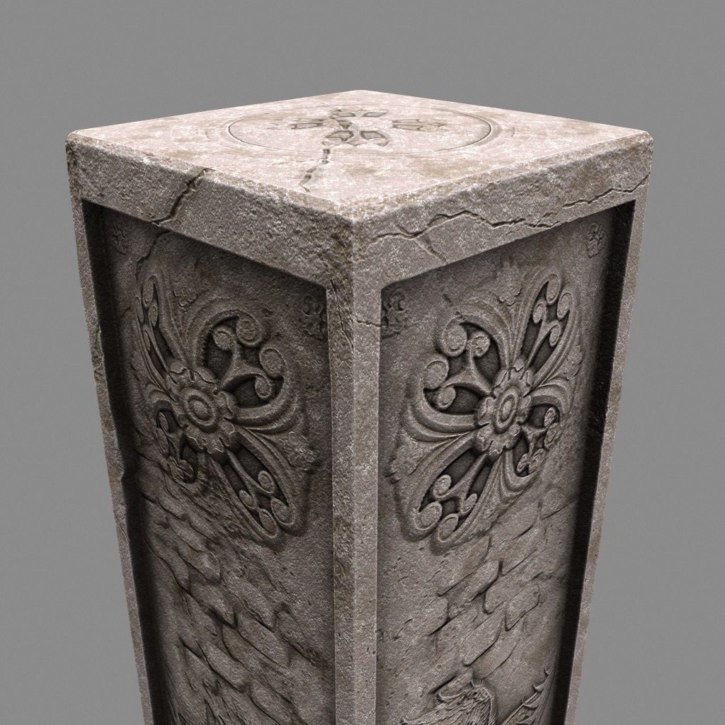 pillar 10 Low-poly 3D model_7