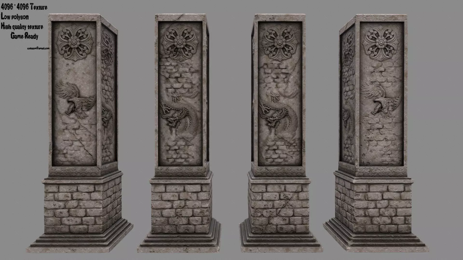 pillar 10 Low-poly 3D model_0