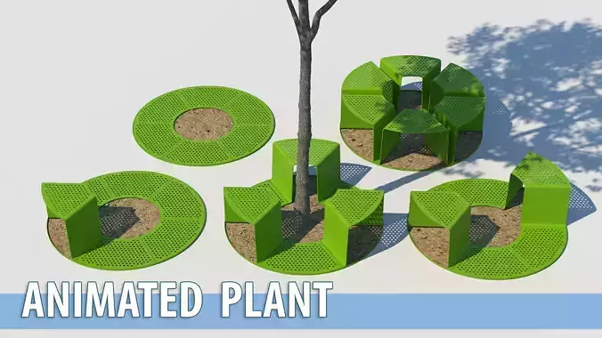 Park bench with animated tree