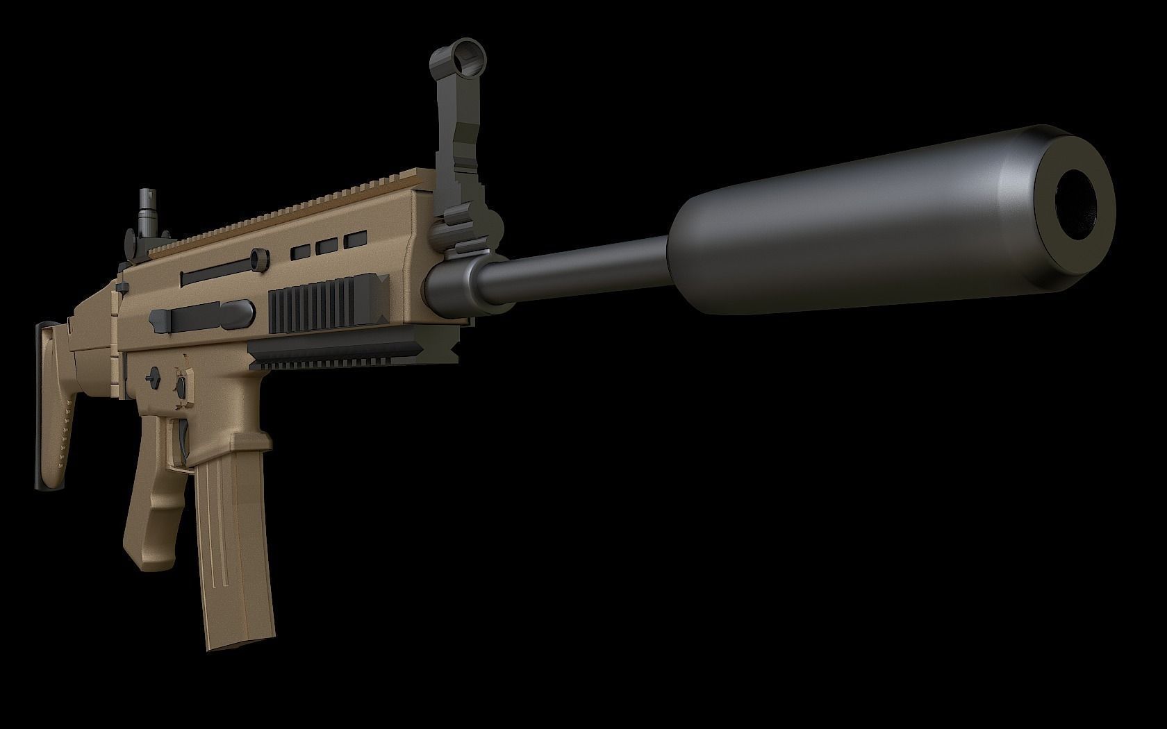 SCAR-L tan rifle 3D model_0