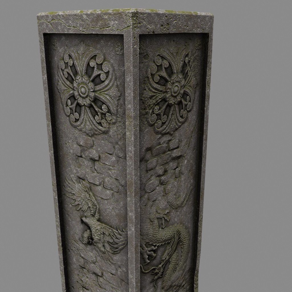 pillar 11 Low-poly 3D model_5