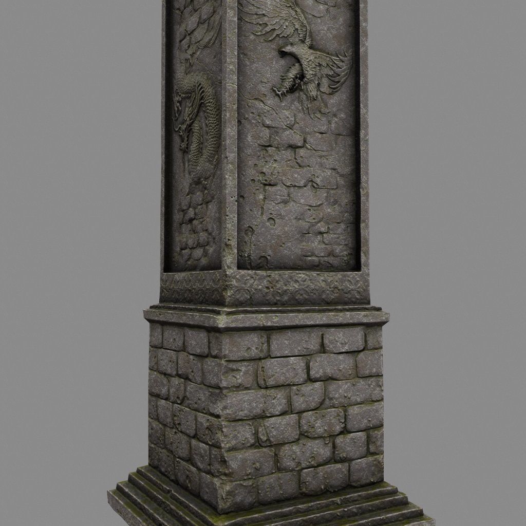 pillar 11 Low-poly 3D model_3
