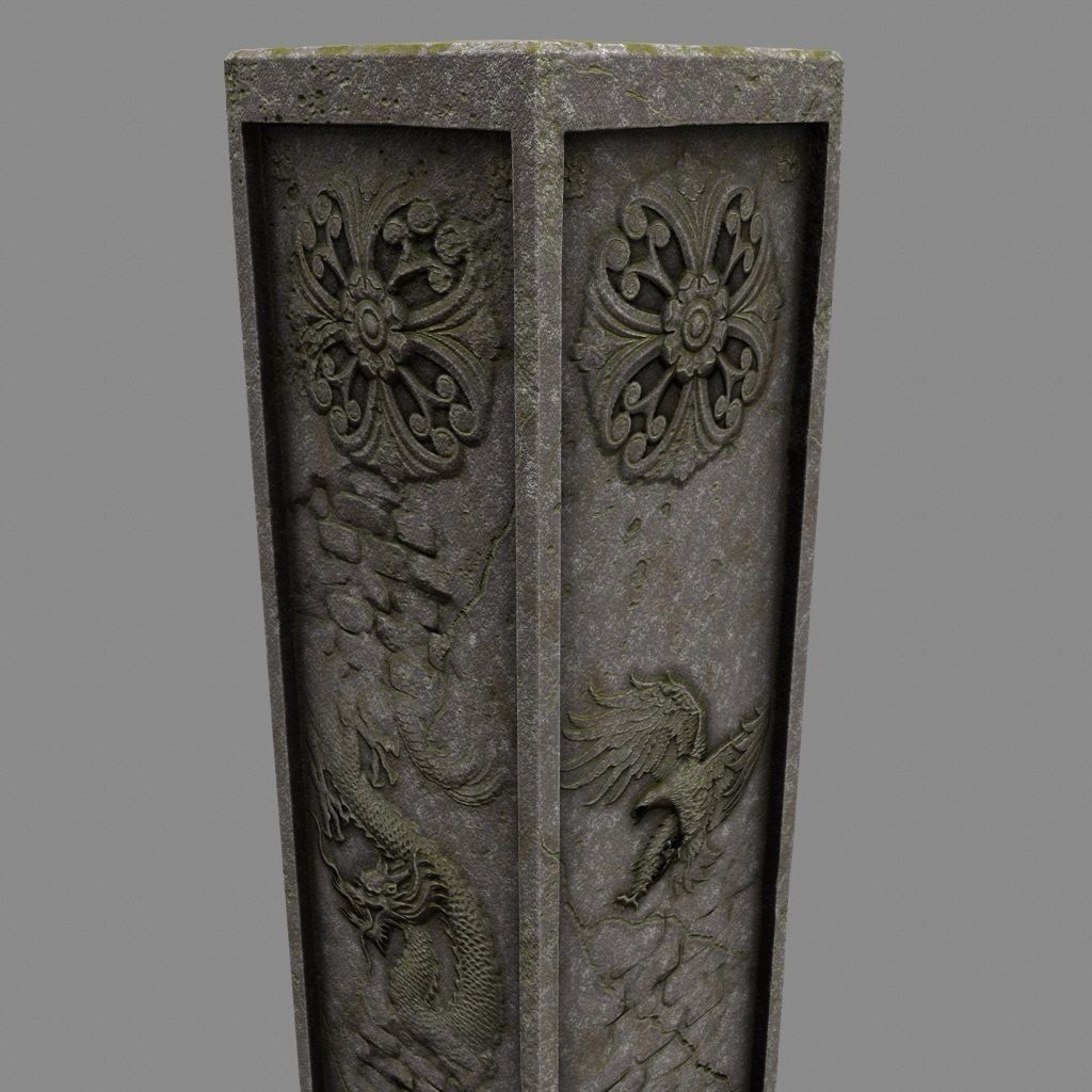pillar 11 Low-poly 3D model_2