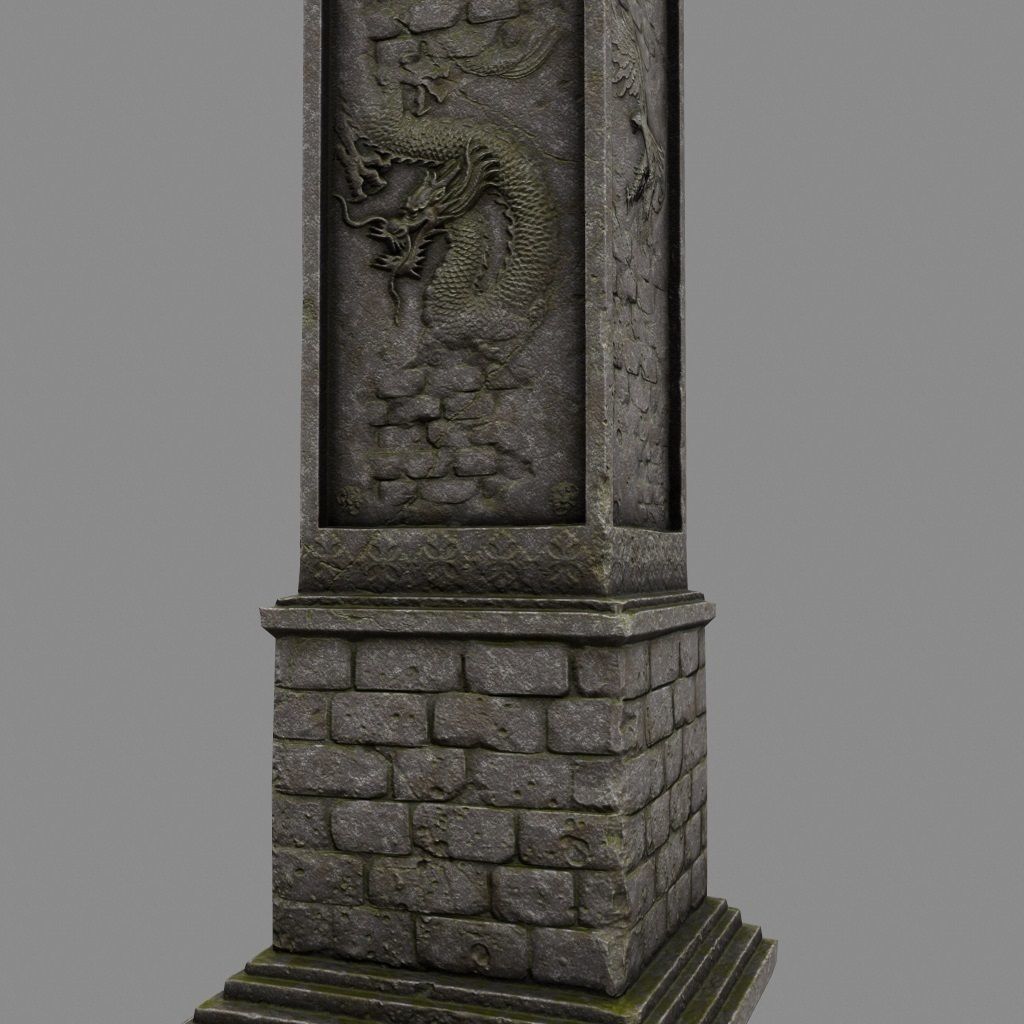 pillar 11 Low-poly 3D model_1