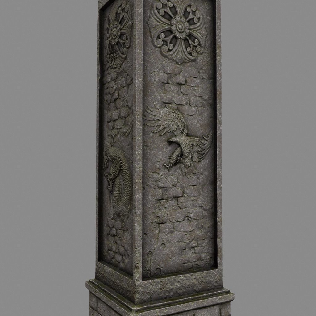 pillar 11 Low-poly 3D model_7