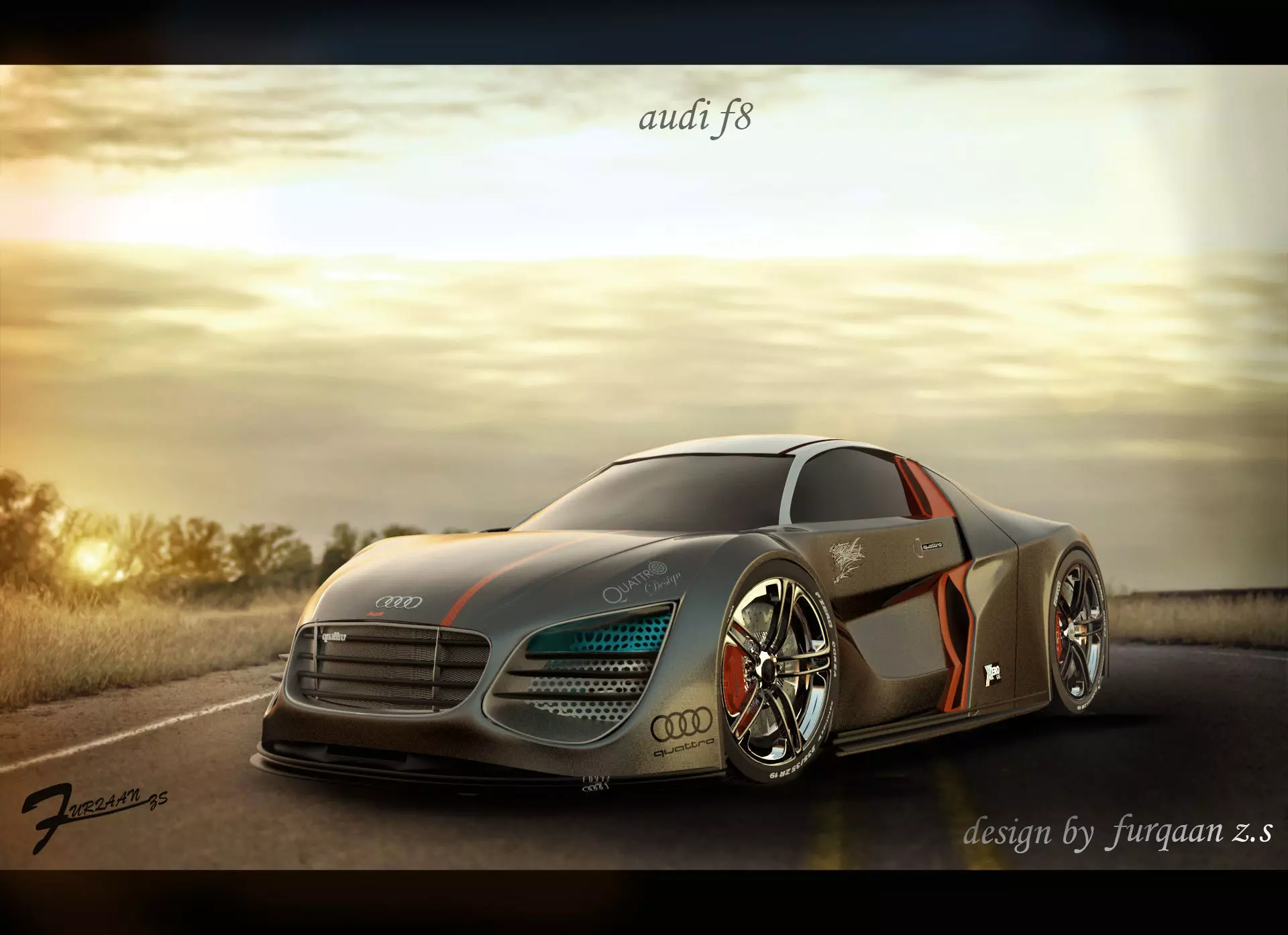 audi f8 Low-poly 3D model_0
