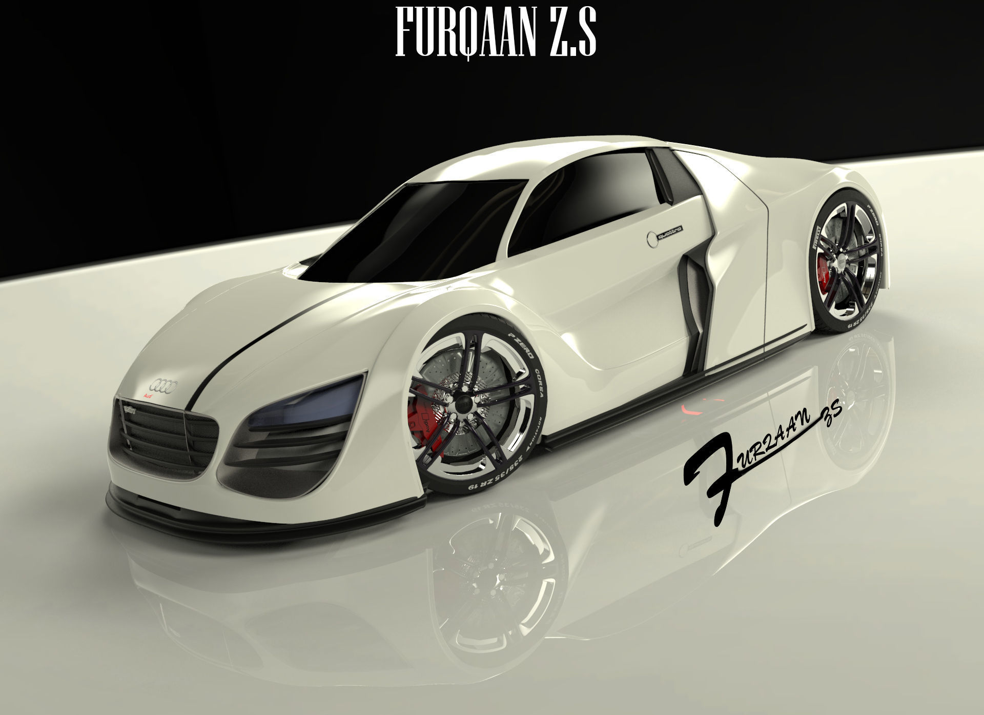 audi f8 Low-poly 3D model_3