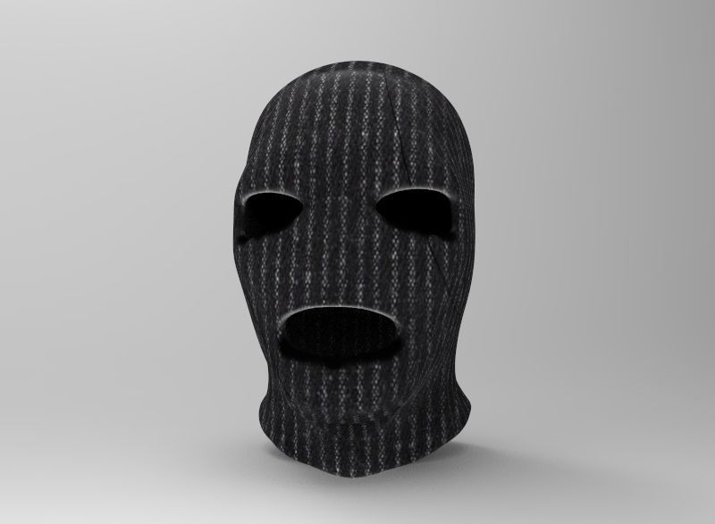 Skimask knitted mask Low-poly 3D model_1