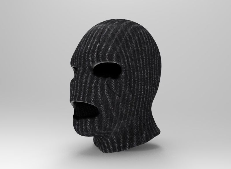 Skimask knitted mask Low-poly 3D model_2