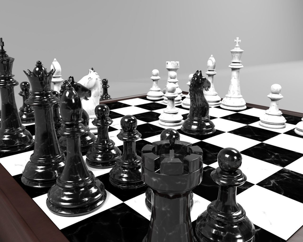 Marble Chess Set PF 3D model